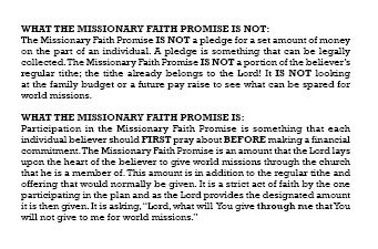MISSION FAITH PROMISE CARDS